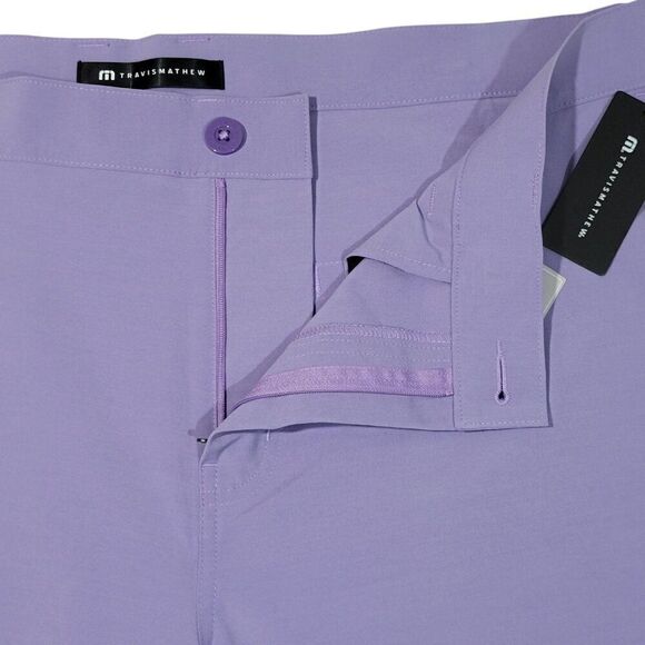 Travis Mathew Shorts Men Size 42 Performance Golf Tech Chino Lavender Preppy NEW - Picture 3 of 16